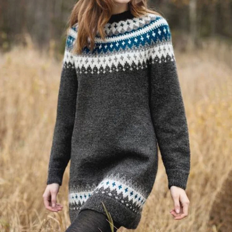 Abito Midi Donna in Maglia con Stampa - Brentozzi