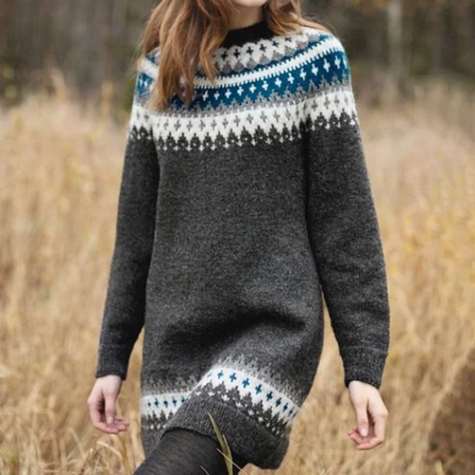 Abito Midi Donna in Maglia con Stampa - Brentozzi