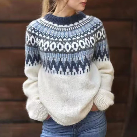 Maglione Donna Nordic Lavorato a Maglia Morbido - Brentozzi