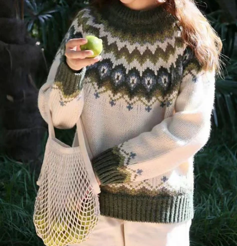 Maglione Donna Nordic Lavorato a Maglia Morbido