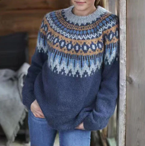 Maglione Donna Nordic Lavorato a Maglia Morbido