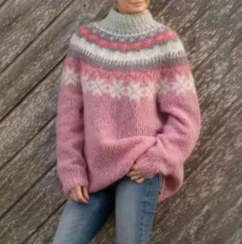 Maglione Donna Nordic Lavorato a Maglia Morbido