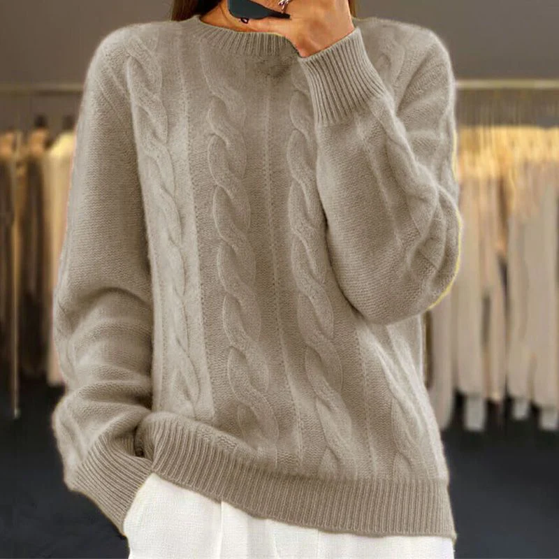 Maglione Donna Classico Lavorato a Maglia Caldo Manica Lunga
