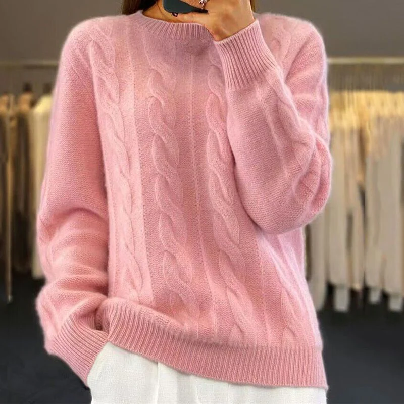 Maglione Donna Classico Lavorato a Maglia Caldo Manica Lunga