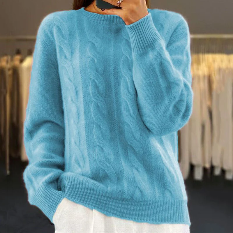 Maglione Donna Classico Lavorato a Maglia Caldo Manica Lunga