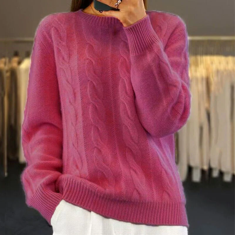 Maglione Donna Classico Lavorato a Maglia Caldo Manica Lunga