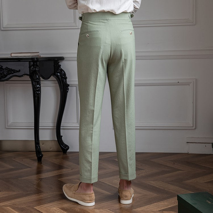 Pantaloni Uomo Vintage Vita Alta Classici Vestibilità Regolare