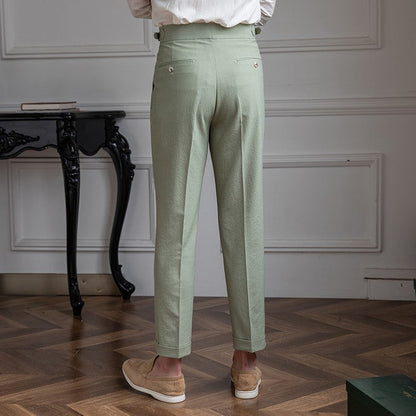 Pantaloni Uomo Vintage Vita Alta Classici Vestibilità Regolare