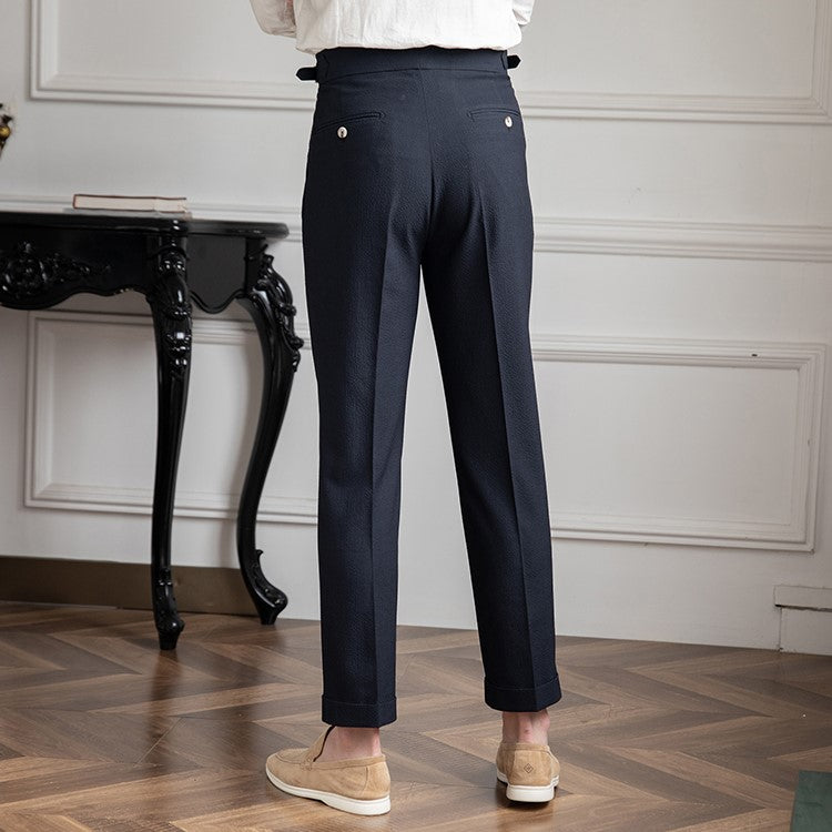 Pantaloni Uomo Vintage Vita Alta Classici Vestibilità Regolare