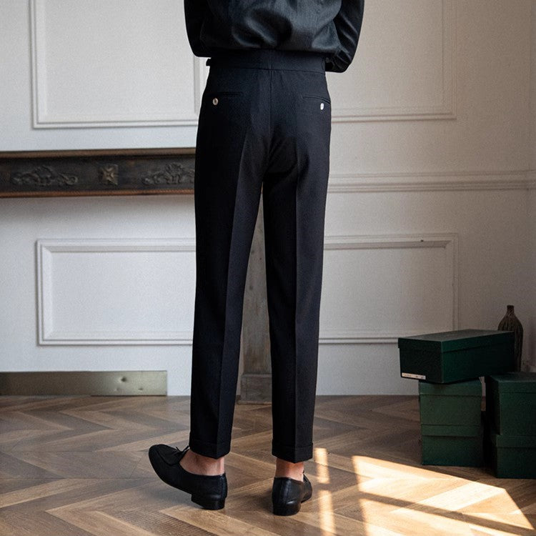Pantaloni Uomo Vintage Vita Alta Classici Vestibilità Regolare