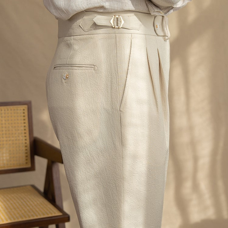 Pantaloni Uomo Vintage Vita Alta Classici Vestibilità Regolare