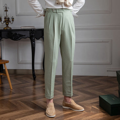Pantaloni Uomo Vintage Vita Alta Classici Vestibilità Regolare