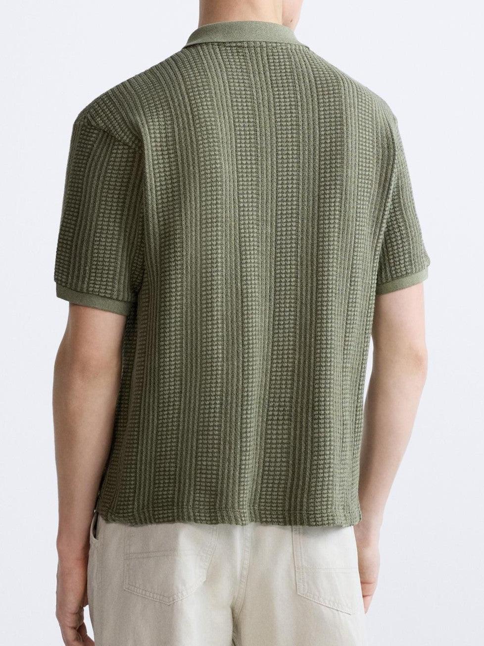 Polo Uomo Maglia Strutturata con Zip