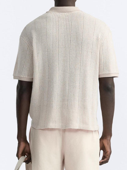 Polo Uomo Maglia Strutturata con Zip