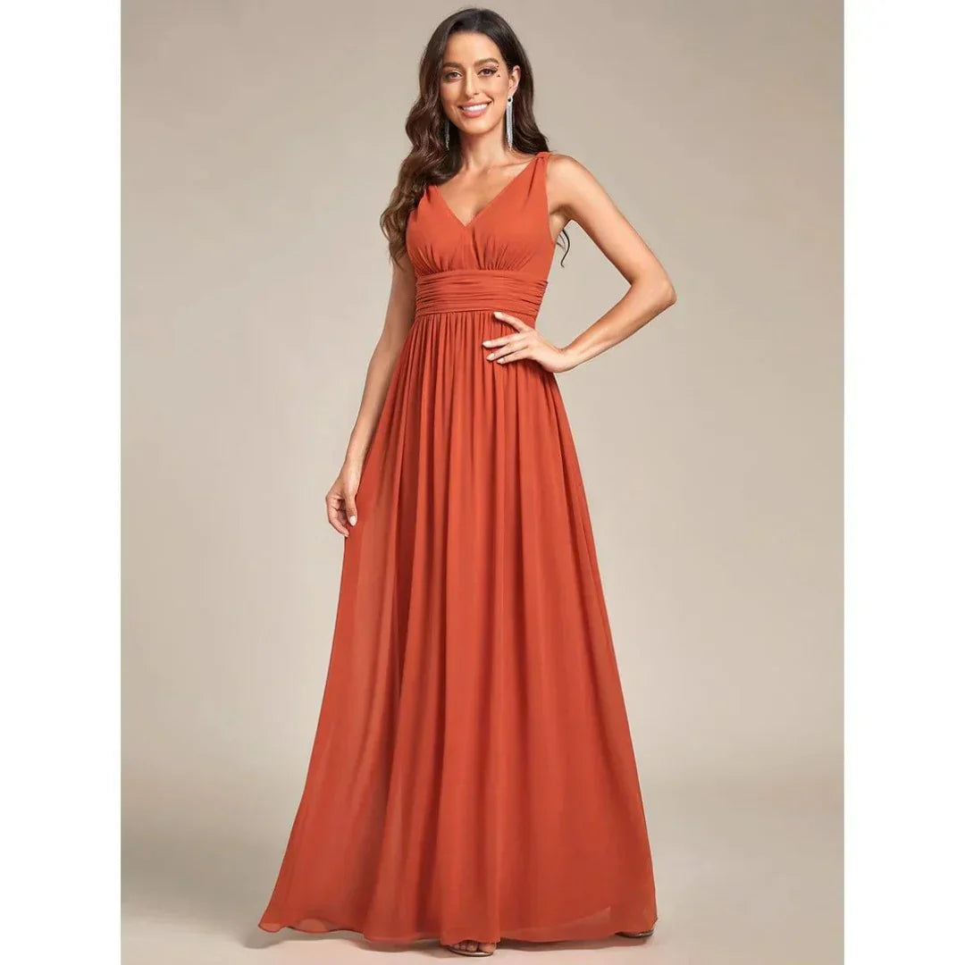Abito Maxi Donna Scollo a V Orlo Fluttuante