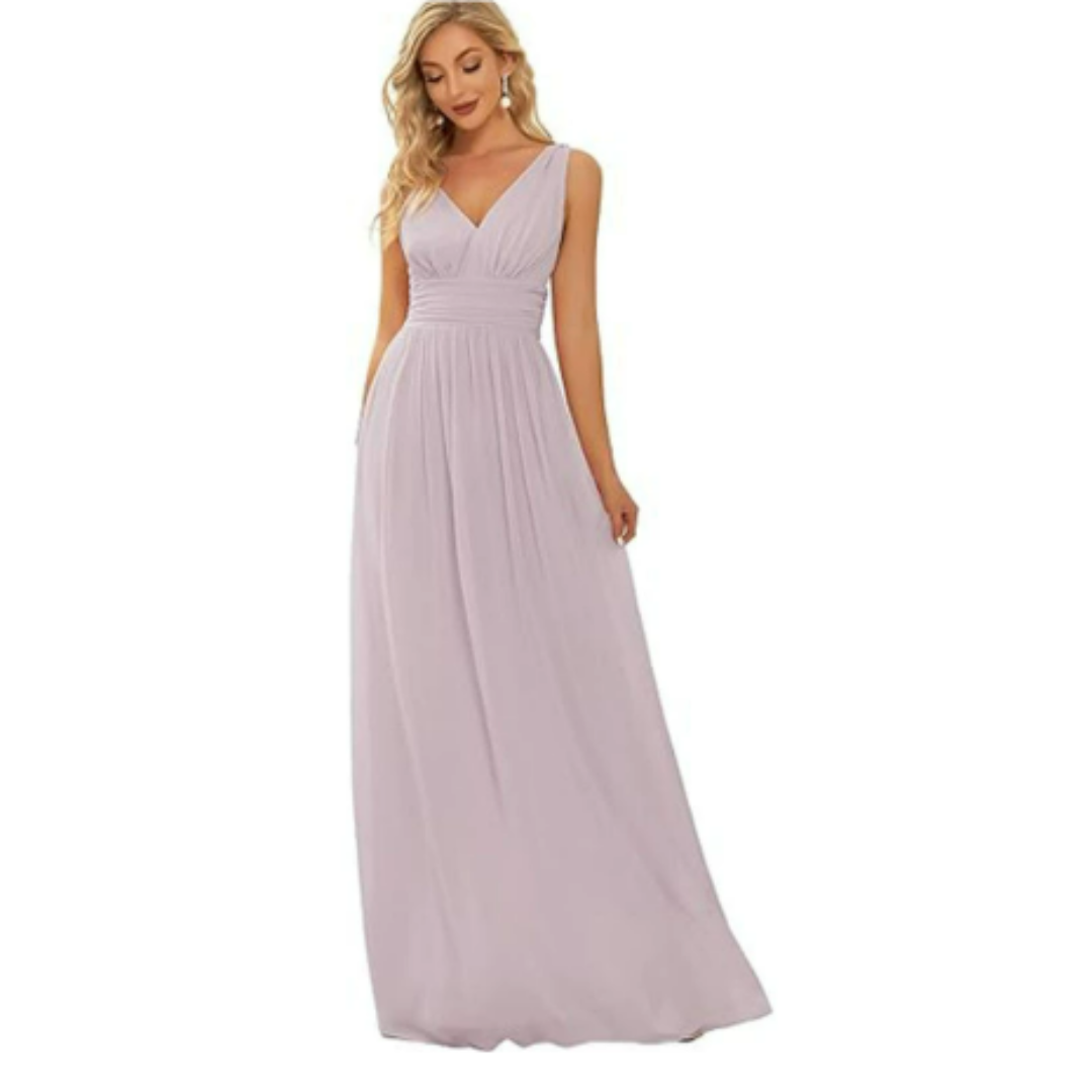 Abito Maxi Donna Scollo a V Orlo Fluttuante