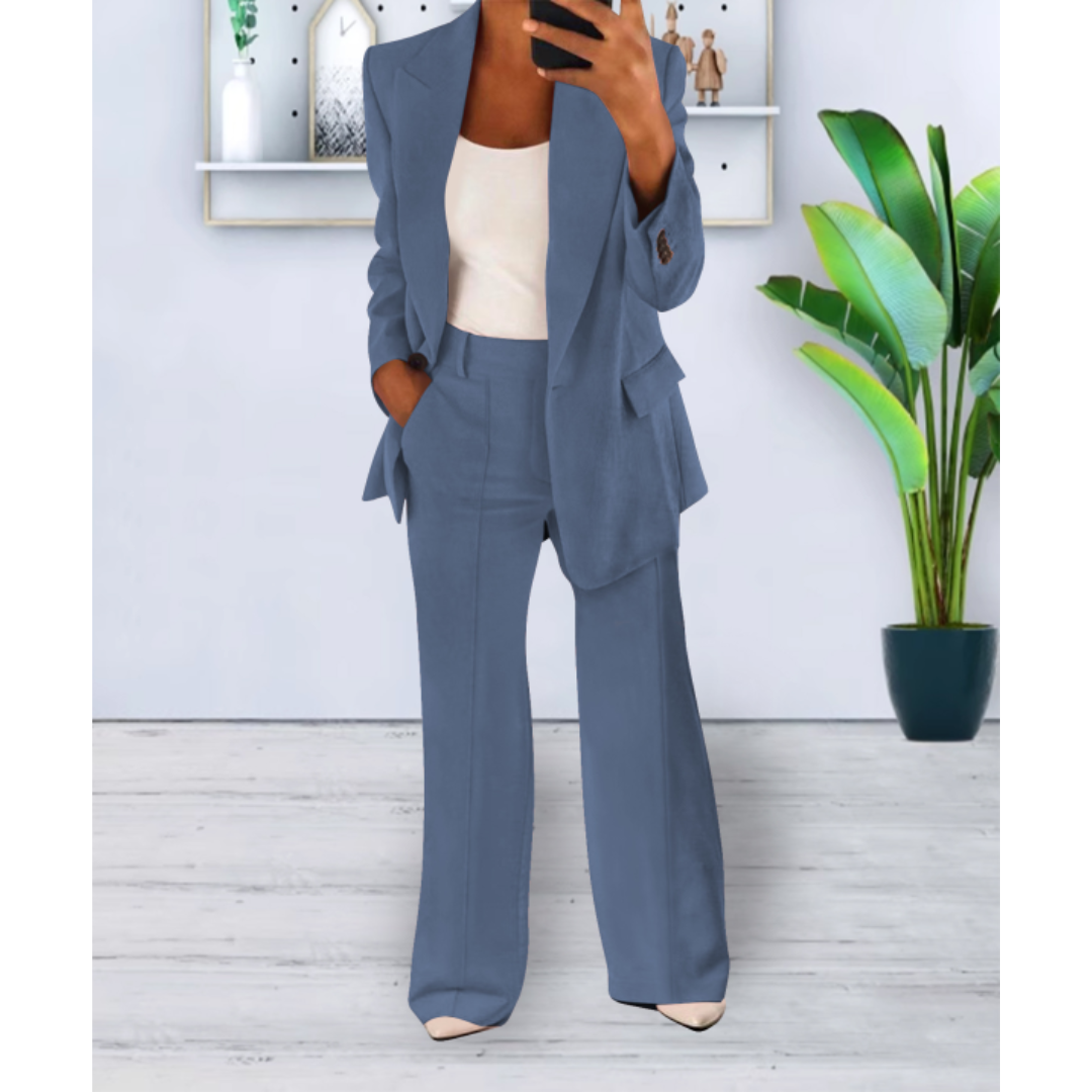 Tailleur Due Pezzi Donna Tessuto Business Vestibilità Larga