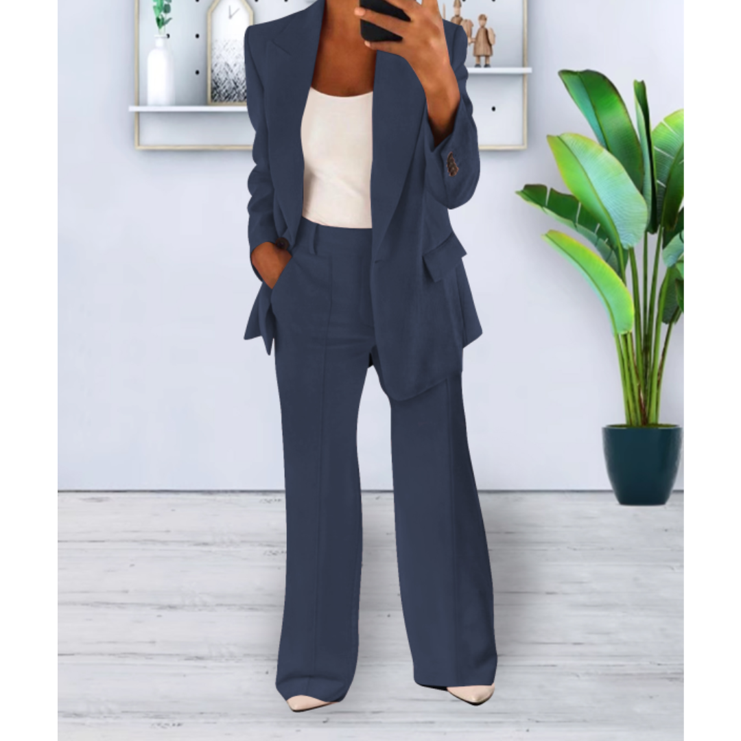 Tailleur Due Pezzi Donna Tessuto Business Vestibilità Larga