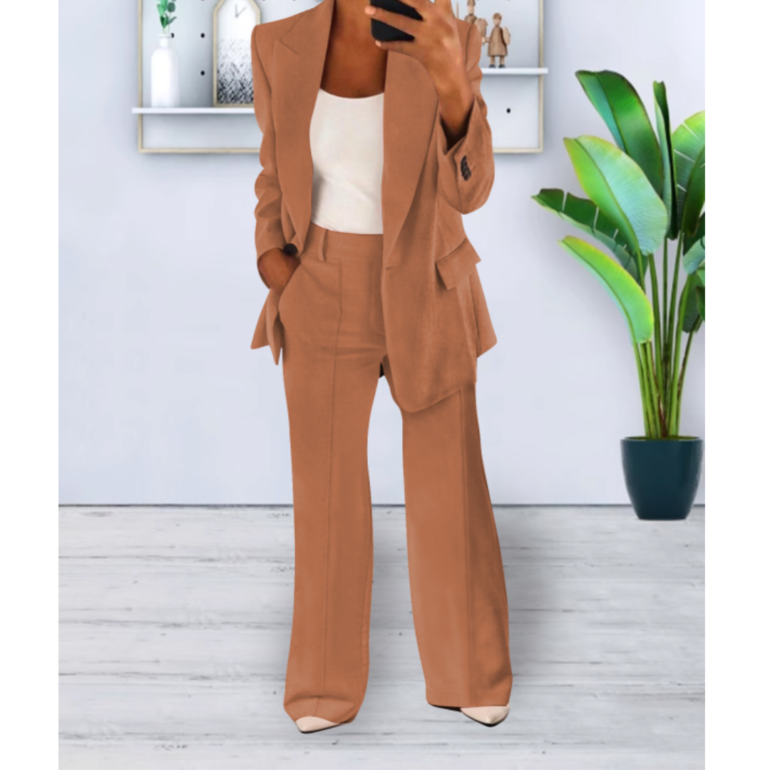 Tailleur Due Pezzi Donna Tessuto Business Vestibilità Larga