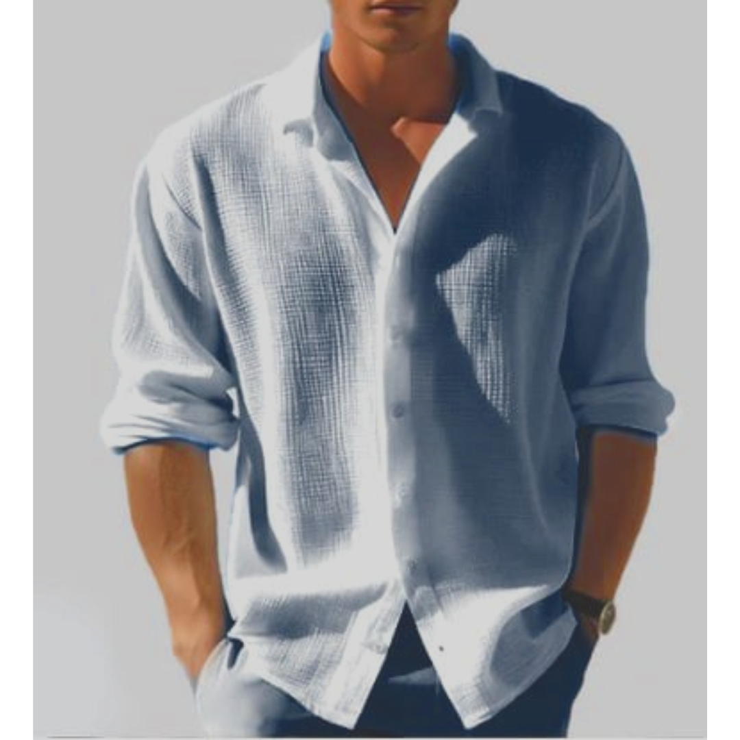 Camicia Uomo Colletto con Bottone Manica Lunga