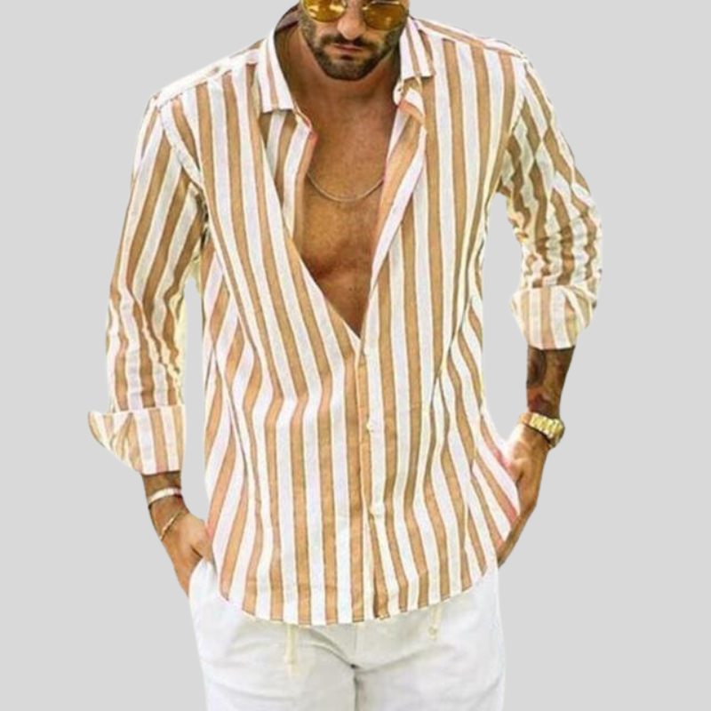 Camicia Uomo a Righe Manica Lunga Slim Fit