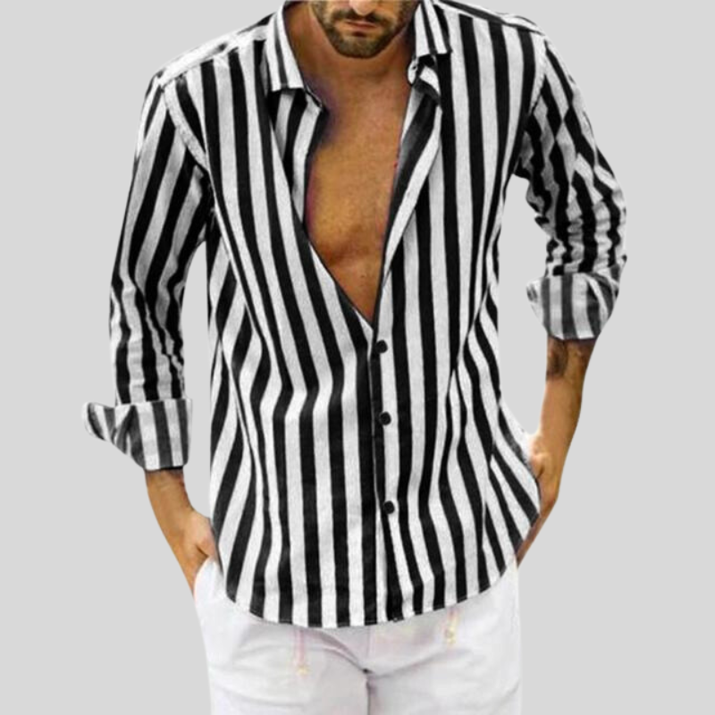 Camicia Uomo a Righe Manica Lunga Slim Fit - Brentozzi