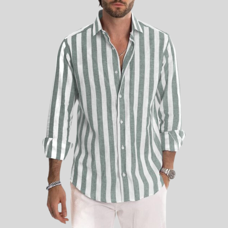 Camicia Uomo a Righe Manica Lunga Slim Fit