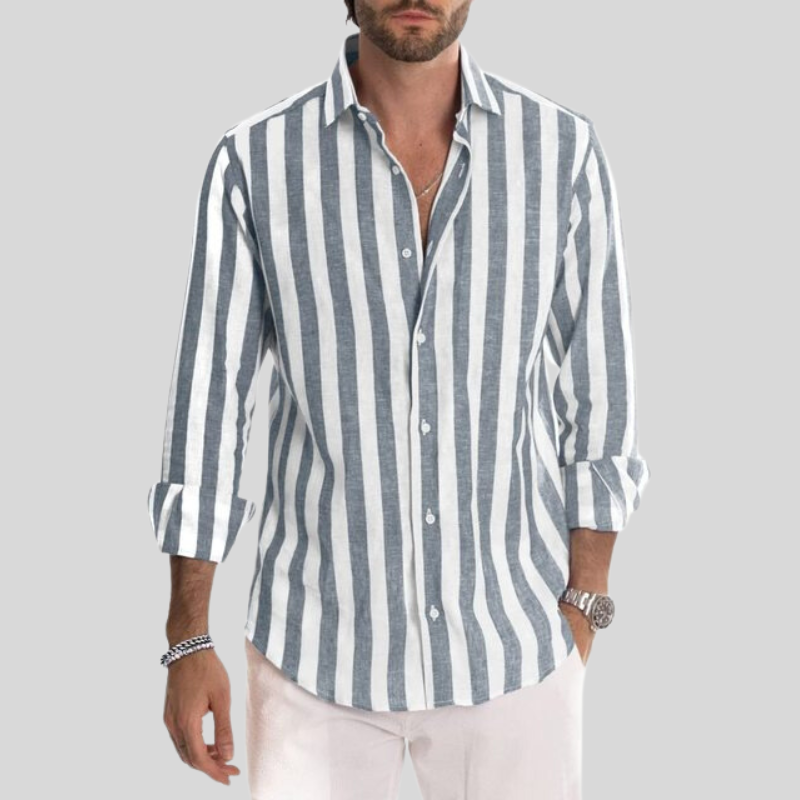 Camicia Uomo a Righe Manica Lunga Slim Fit