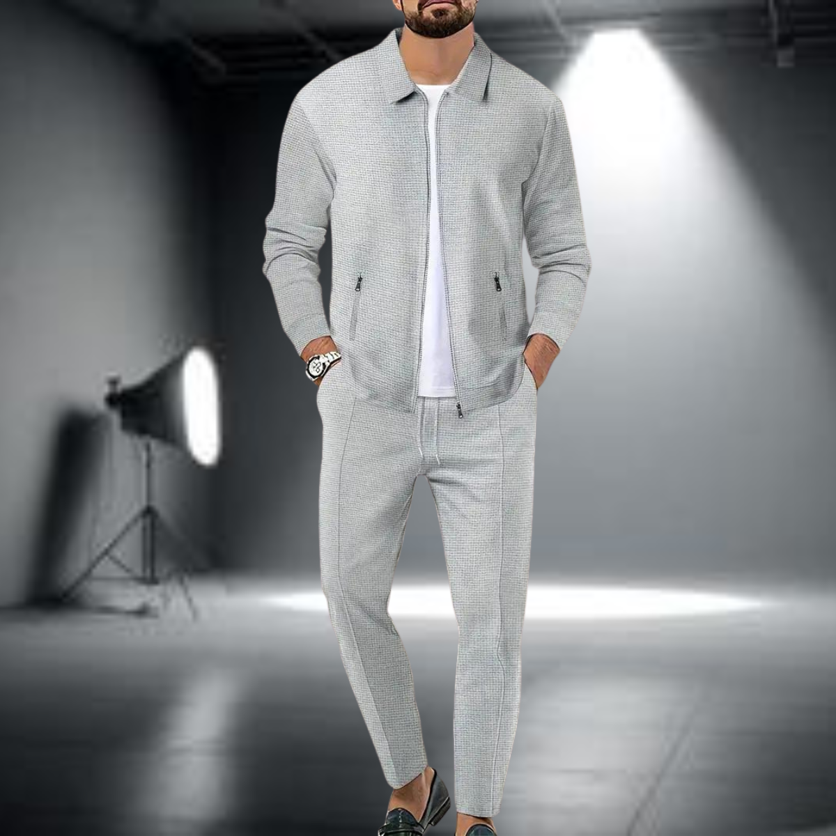 Tuta Sportiva Uomo Giacca con Zip e Pantaloni Leggeri