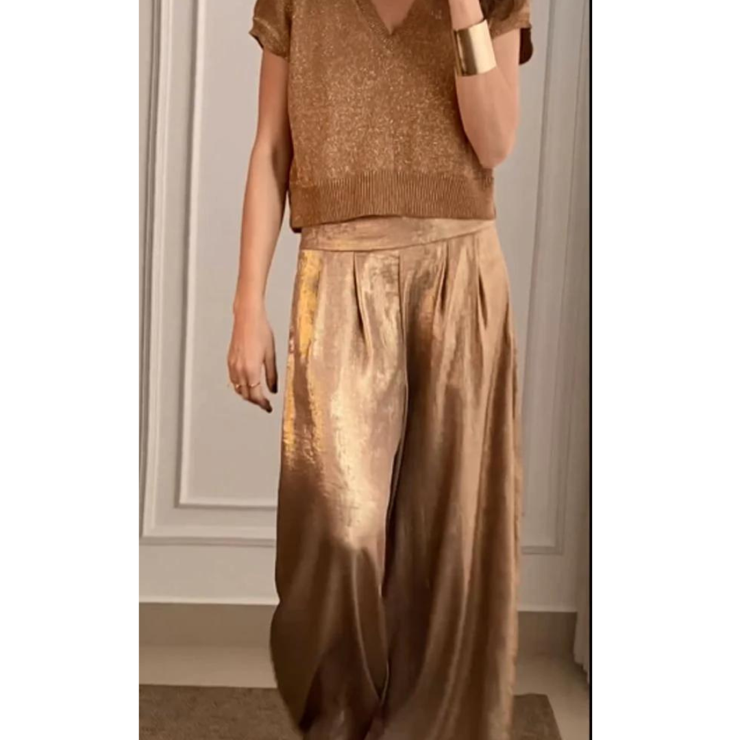 Completo Donna Scollo a V Pantaloni Larghi - Brentozzi