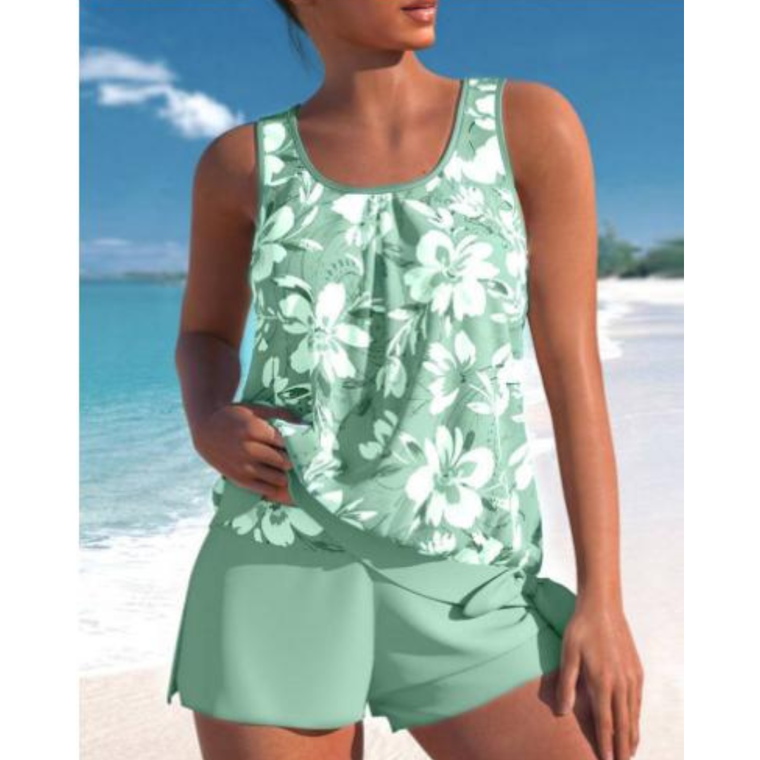 Tankini Donna Tessuto Floreale Vestibilità Regolare