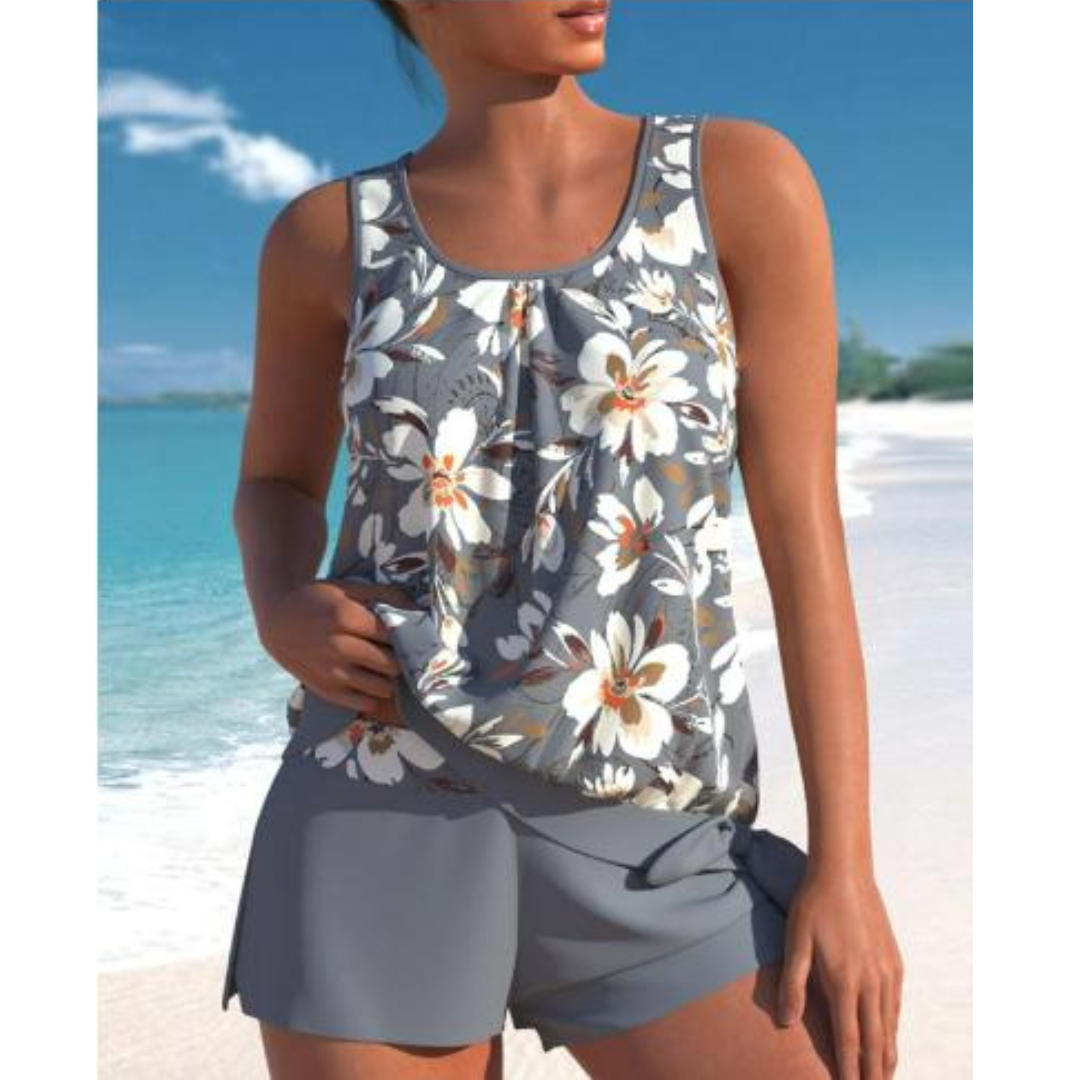Costume Tankini Donna Stampa Floreale Due Pezzi
