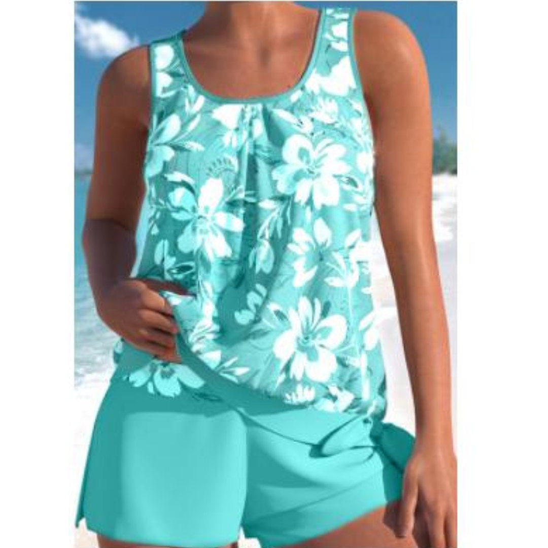 Costume Tankini Donna Stampa Floreale Due Pezzi - Brentozzi