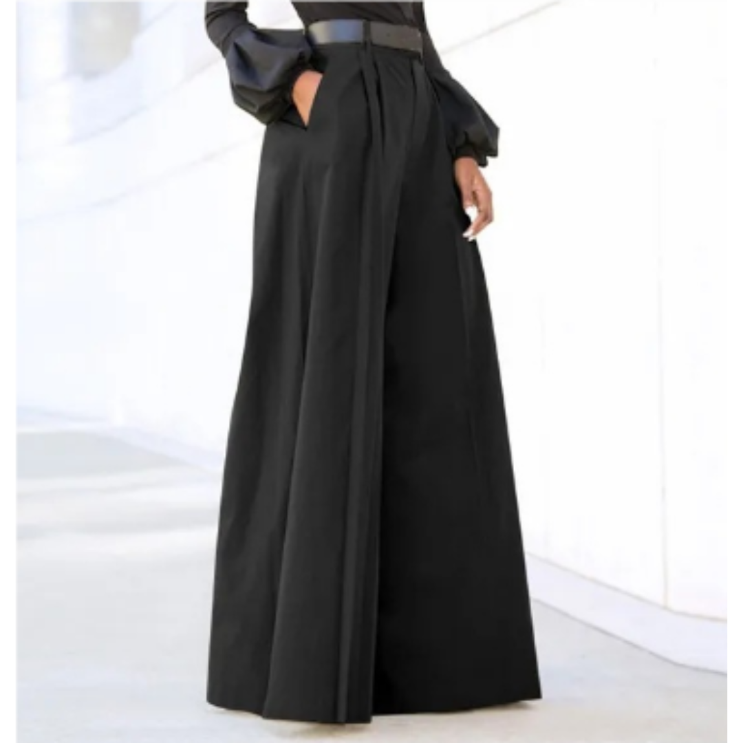 Pantaloni Palazzo Donna Vita Alta Gamba Larga