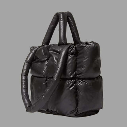 Borsa Donna Imbottita in Tessuto Metallico con Ruches e Tracolla