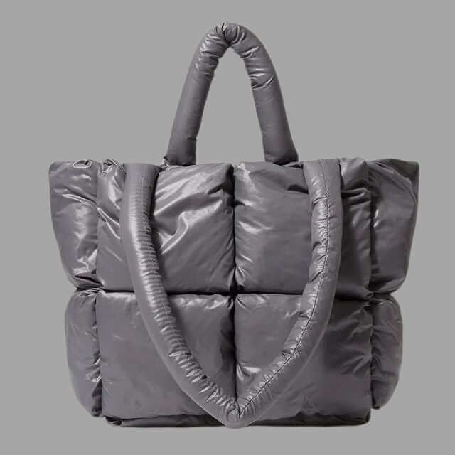 Borsa Donna Imbottita in Tessuto Metallico con Ruches e Tracolla