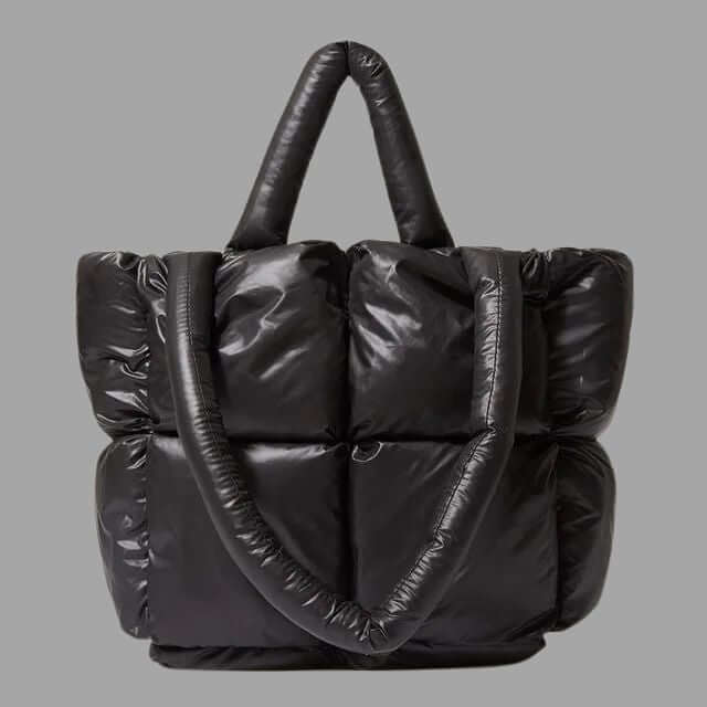 Borsa Donna Imbottita in Tessuto Metallico con Ruches e Tracolla