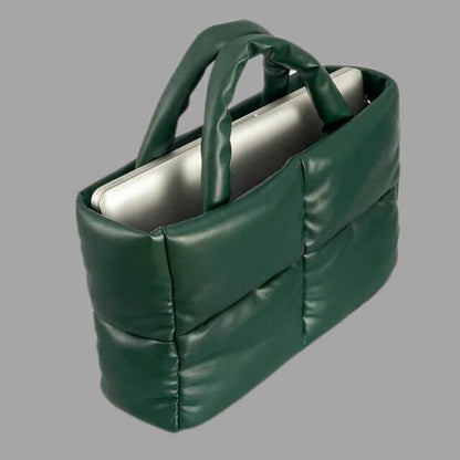Borsa Donna Imbottita in Tessuto Metallico con Ruches e Tracolla