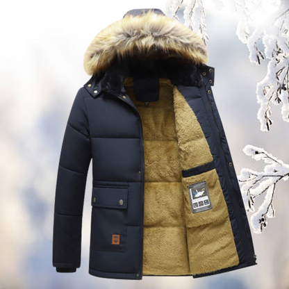 Parka Uomo Invernale Imbottito Collo in Pelliccia Sintetica