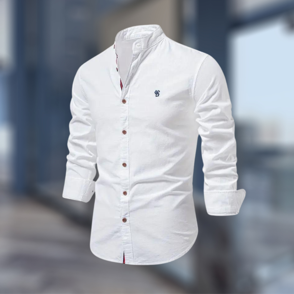 Camicia Uomo Collo Coreana Manica Lunga
