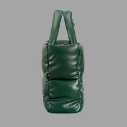 Borsa Donna Imbottita in Tessuto Metallico con Ruches e Tracolla