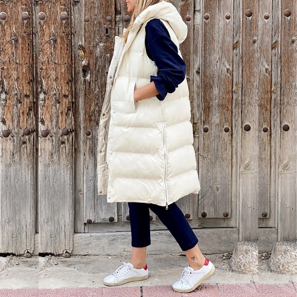Gilet Imbottito Donna Senza Maniche con Cappuccio Caldo - Brentozzi