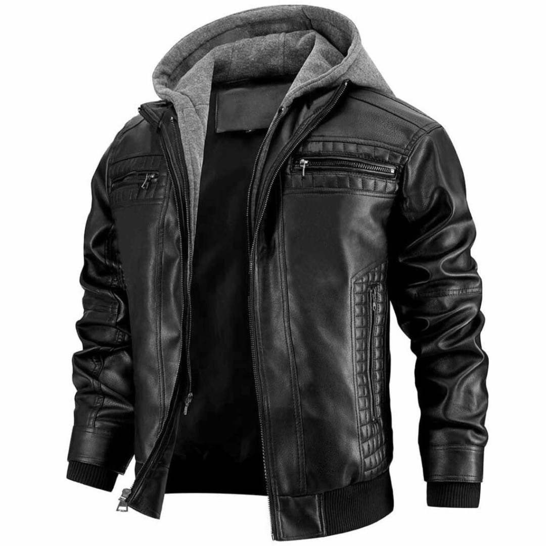 Giacca Biker Uomo Invernale Corta con Cappuccio e Zip - Brentozzi