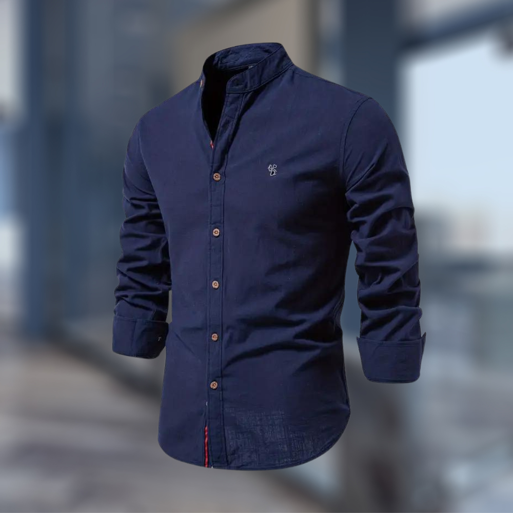 Camicia Uomo Collo Coreana Manica Lunga