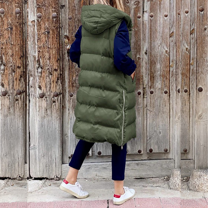 Gilet Imbottito Donna Senza Maniche con Cappuccio Caldo