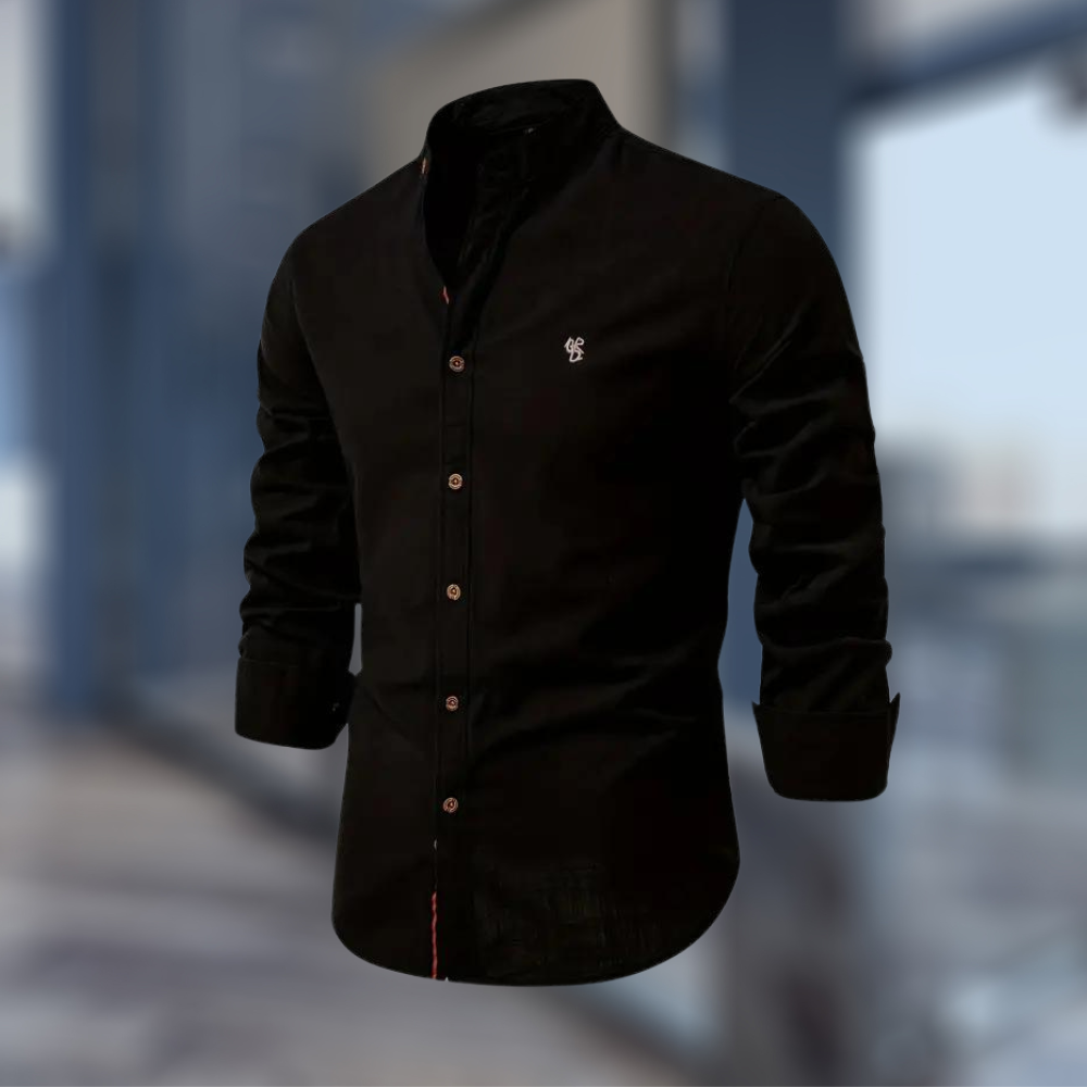 Camicia Uomo Collo Coreana Manica Lunga