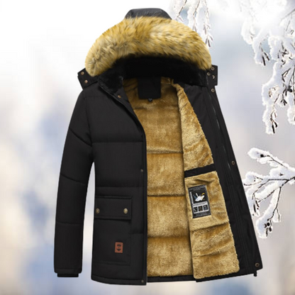 Parka Uomo Invernale Imbottito Collo in Pelliccia Sintetica