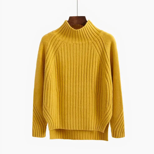 Maglione Donna Lungo in Maglia Collo Alto Caldo