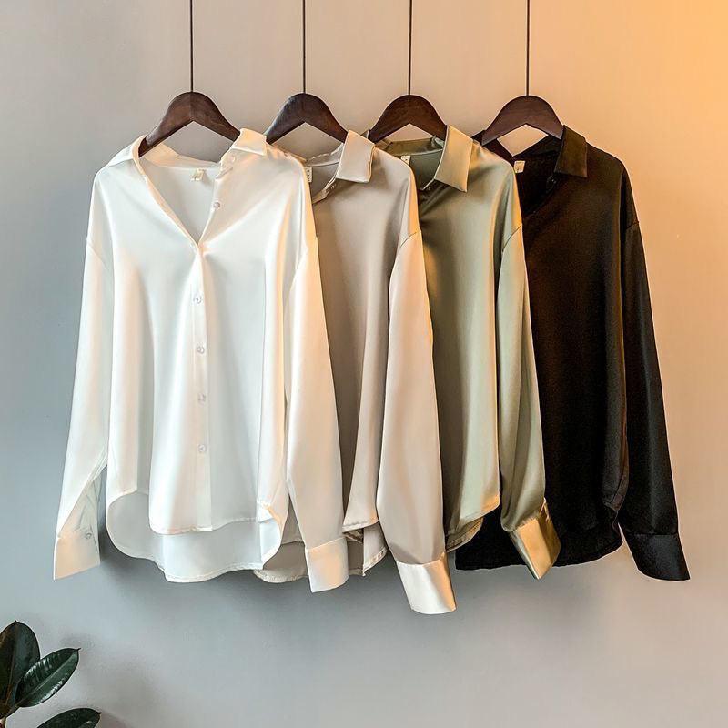 Blusa Donna in Satin Manica Lunga