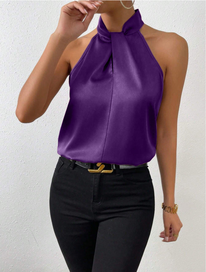 Donna Smanicato Scollo Halter Elegante
